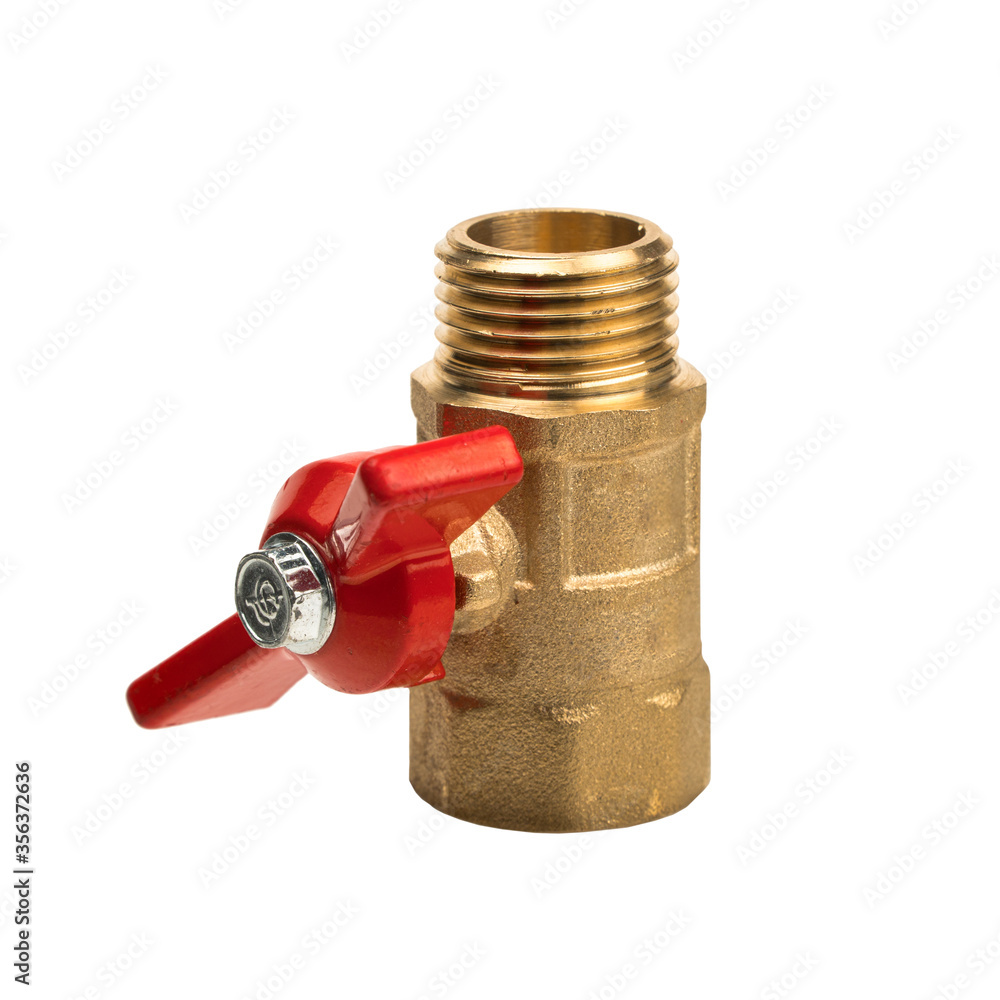 Isolated object shut-off valve with red valve Isolated object shut-off valve with red valve