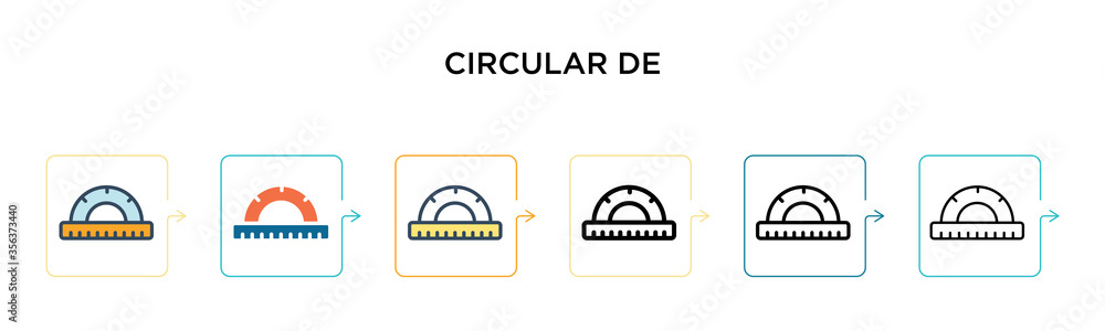 Circular design vector icon in 6 different modern styles. Black, two colored circular design icons designed in filled, outline, line and stroke style. Vector illustration can be used for web, mobile, Circular design vector icon in 6 different modern styles. Black, two colored circular design icons designed in filled, outline, line and stroke style. Vector illustration can be used for web, mobile,