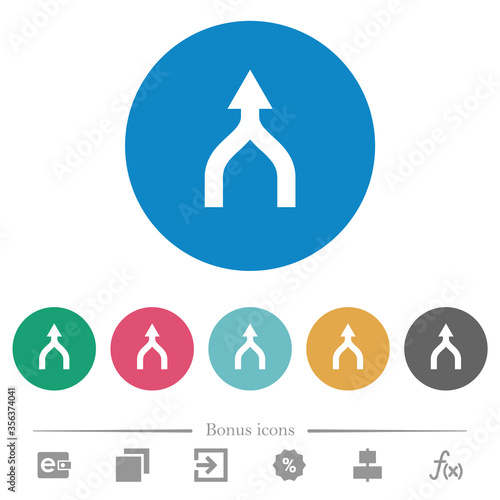 Merge arrows up flat round icons