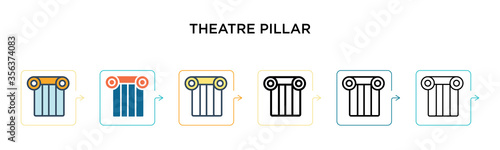 Theatre pillar vector icon in 6 different modern styles. Black, two colored theatre pillar icons designed in filled, outline, line and stroke style. Vector illustration can be used for web, mobile, ui