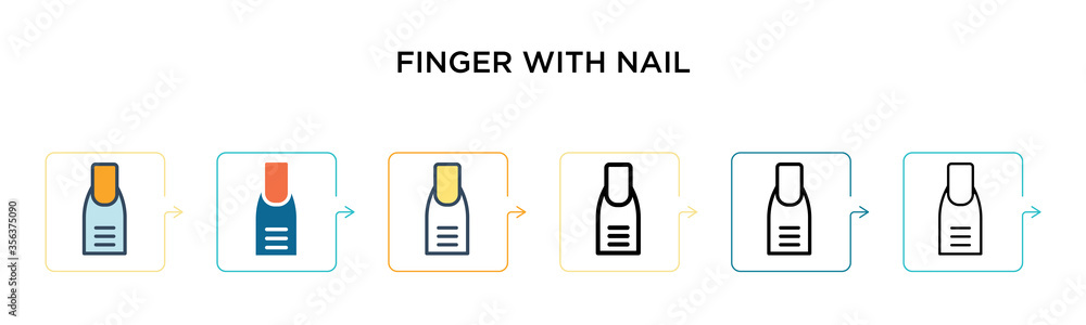 Finger with nail vector icon in 6 different modern styles. Black, two colored finger with nail icons designed in filled, outline, line and stroke style. Vector illustration can be used for web, Finger with nail vector icon in 6 different modern styles. Black, two colored finger with nail icons designed in filled, outline, line and stroke style. Vector illustration can be used for web,