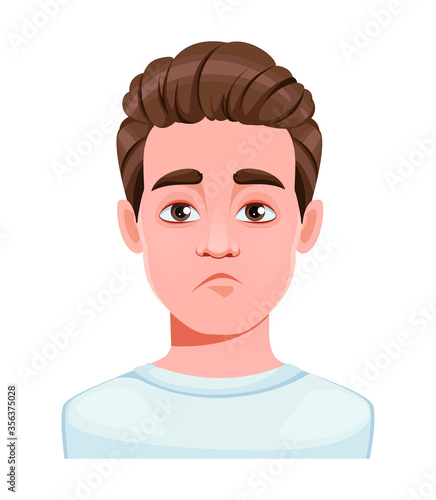 Face expression of handsome young man, tired