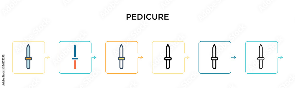 Pedicure vector icon in 6 different modern styles. Black, two colored pedicure icons designed in filled, outline, line and stroke style. Vector illustration can be used for web, mobile, ui Pedicure vector icon in 6 different modern styles. Black, two colored pedicure icons designed in filled, outline, line and stroke style. Vector illustration can be used for web, mobile, ui