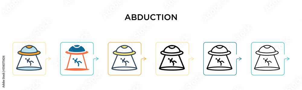 Abduction vector icon in 6 different modern styles. Black, two colored abduction icons designed in filled, outline, line and stroke style. Vector illustration can be used for web, mobile, ui Abduction vector icon in 6 different modern styles. Black, two colored abduction icons designed in filled, outline, line and stroke style. Vector illustration can be used for web, mobile, ui