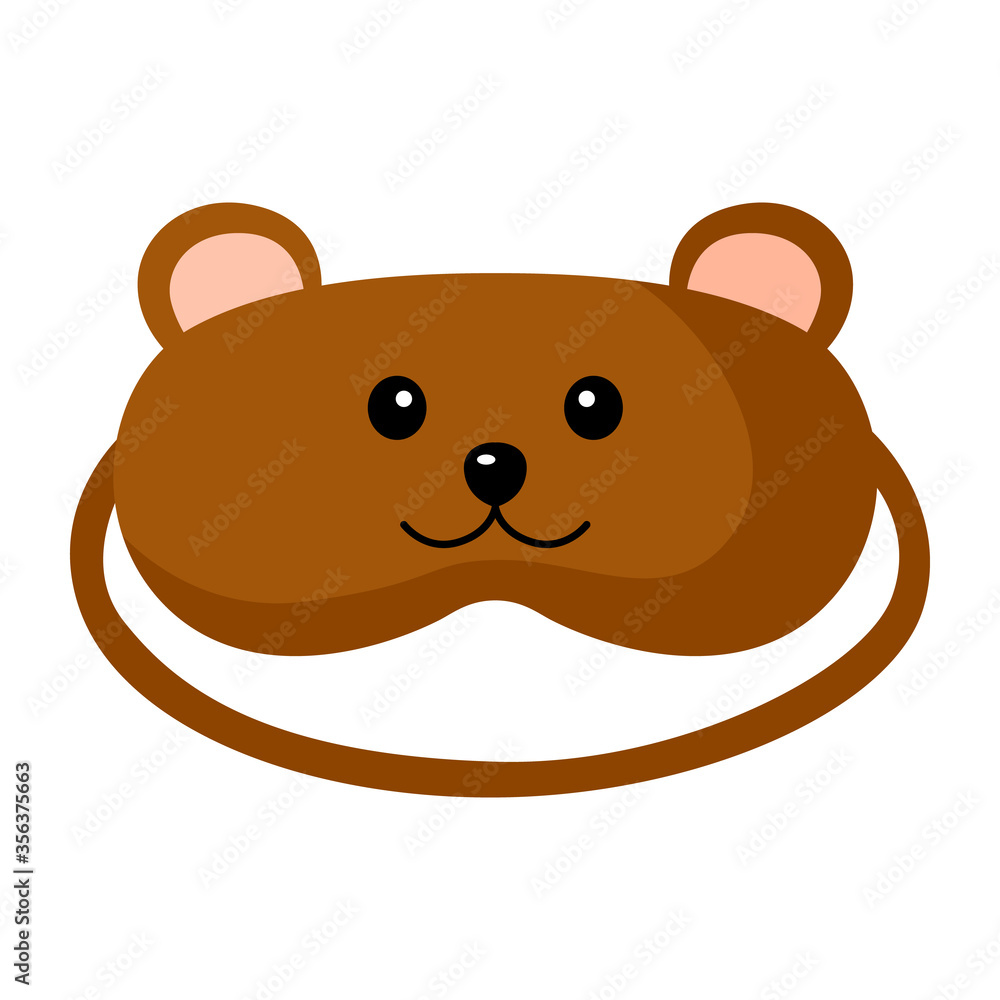 Fototapeta premium Children sleep mask bear on white background. Face mask for sleeping human isolated in flat style.
