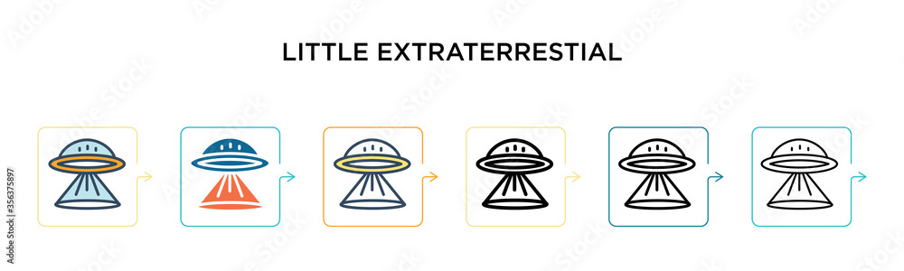 Little extraterrestial vector icon in 6 different modern styles. Black, two colored little extraterrestial icons designed in filled, outline, line and stroke style. Vector illustration can be used for Little extraterrestial vector icon in 6 different modern styles. Black, two colored little extraterrestial icons designed in filled, outline, line and stroke style. Vector illustration can be used for