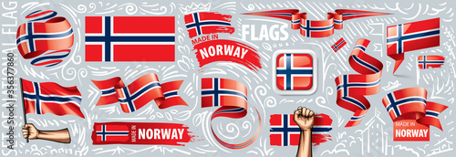 Vector set of the national flag of Norway in various creative designs