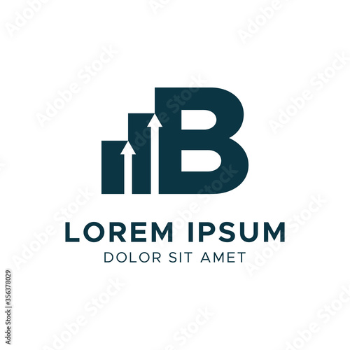 Financial Chart with Letter B Logo Vector Design Template.