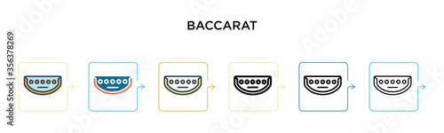 Baccarat vector icon in 6 different modern styles. Black, two colored baccarat icons designed in filled, outline, line and stroke style. Vector illustration can be used for web, mobile, ui