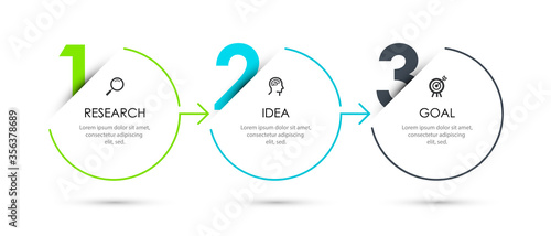 Business Infographic template. Thin line design with numbers 3 options or steps.