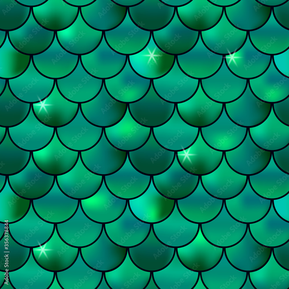seamless pattern of green fish scales, mermaids. seamless pattern of green fish scales, mermaids.