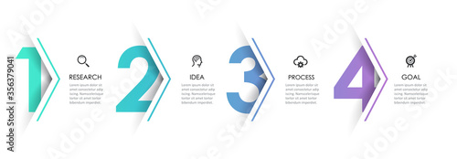 Vector Infographic arrow design with 4 options or steps. Infographics for business concept. Can be used for presentations banner, workflow layout, process diagram, flow chart, info graph