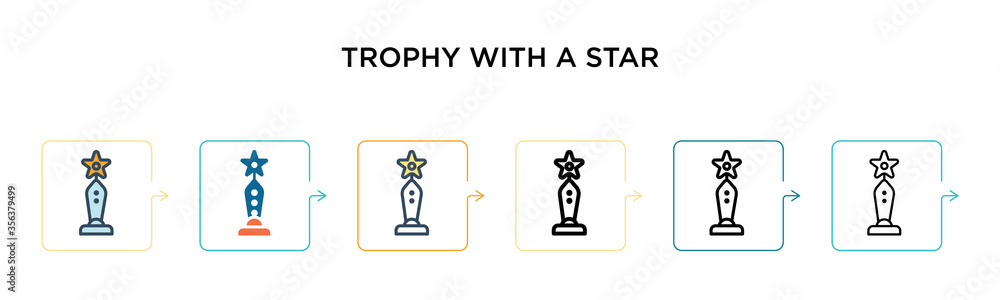 Trophy with a star vector icon in 6 different modern styles. Black, two colored trophy with a star icons designed in filled, outline, line and stroke style. Vector illustration can be used for web, Trophy with a star vector icon in 6 different modern styles. Black, two colored trophy with a star icons designed in filled, outline, line and stroke style. Vector illustration can be used for web,