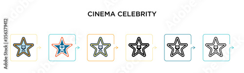 Cinema celebrity vector icon in 6 different modern styles. Black, two colored cinema celebrity icons designed in filled, outline, line and stroke style. Vector illustration can be used for web,