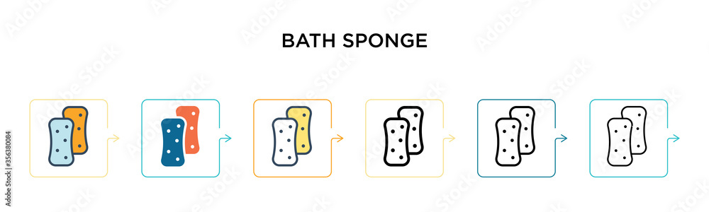 Bath sponge vector icon in 6 different modern styles. Black, two colored bath sponge icons designed in filled, outline, line and stroke style. Vector illustration can be used for web, mobile, ui Bath sponge vector icon in 6 different modern styles. Black, two colored bath sponge icons designed in filled, outline, line and stroke style. Vector illustration can be used for web, mobile, ui