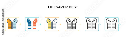 Lifesaver best vector icon in 6 different modern styles. Black, two colored lifesaver best icons designed in filled, outline, line and stroke style. Vector illustration can be used for web, mobile, ui