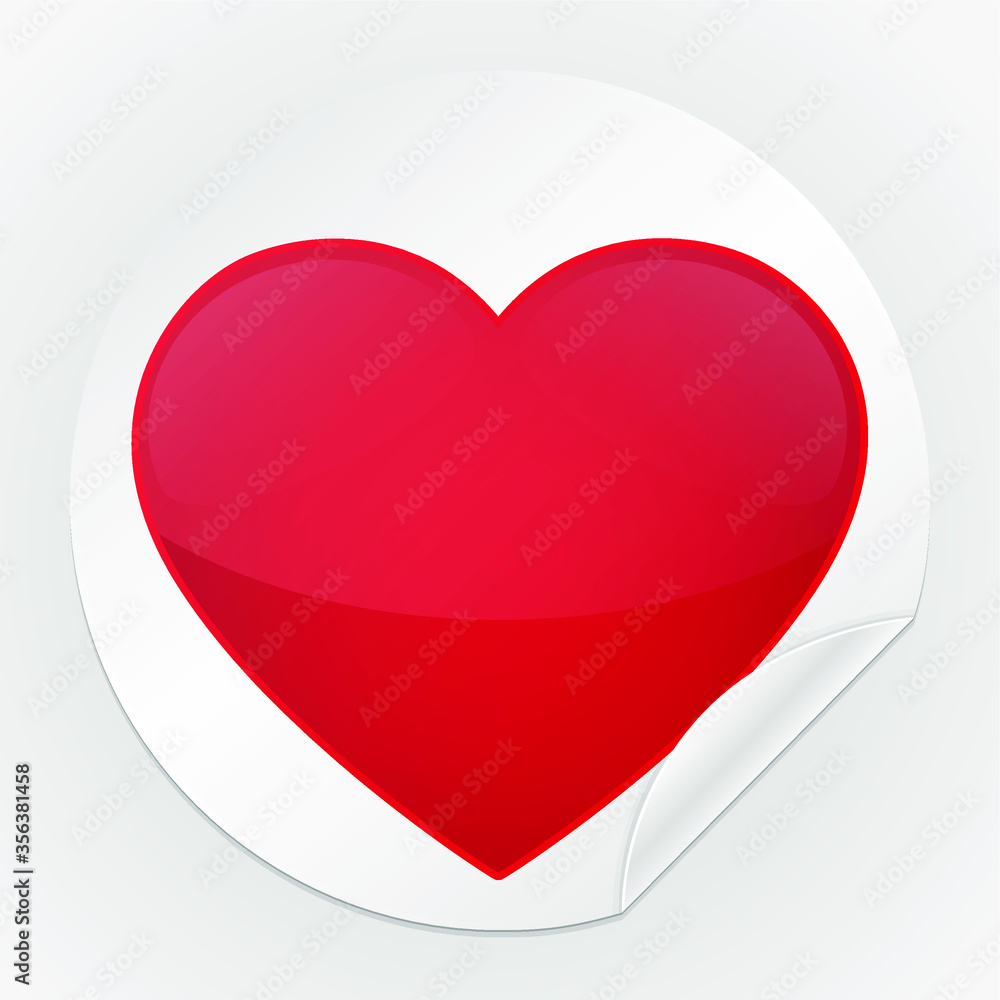 Heart Red Sticker. Love Vector Design Art. Romantic Label Element. Badge White Background. Heart Red Sticker. Love Vector Design Art. Romantic Label Element. Badge White Background.