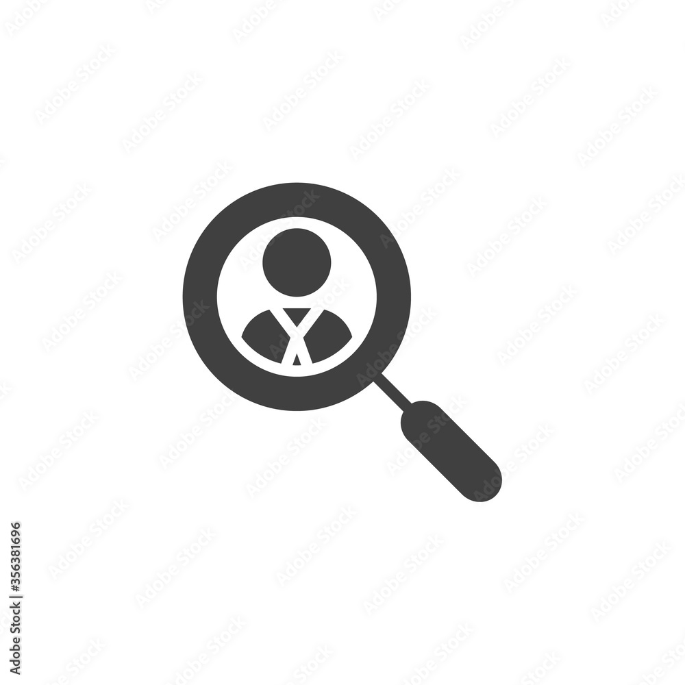 Magnifier and businessman vector icon. filled flat sign for mobile concept and web design. Searching, Human Resource glyph icon. Symbol, logo illustration. Vector graphics Magnifier and businessman vector icon. filled flat sign for mobile concept and web design. Searching, Human Resource glyph icon. Symbol, logo illustration. Vector graphics