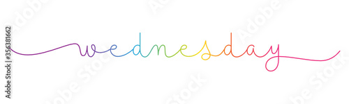 WEDNESDAY rainbow gradient vector monoline calligraphy banner with swashes photo