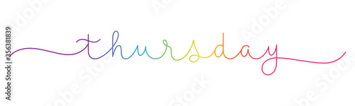 THURSDAY rainbow gradient vector monoline calligraphy banner with swashes photo