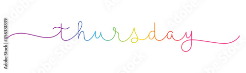 THURSDAY rainbow gradient vector monoline calligraphy banner with swashes