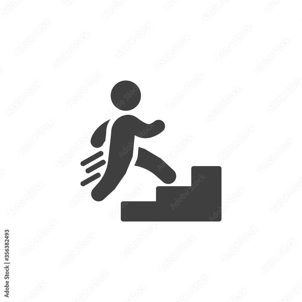 Man runs up the ladder vector icon. Walk Up Stair filled flat sign for mobile concept and web design. Career ladder glyph icon. Symbol, logo illustration. Vector graphics Man runs up the ladder vector icon. Walk Up Stair filled flat sign for mobile concept and web design. Career ladder glyph icon. Symbol, logo illustration. Vector graphics