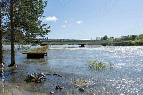 Spring flood in Alta river in Øvre Alta