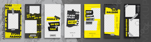 Trendy editable Instagram Stories template. Design  for social media. Flash Sale