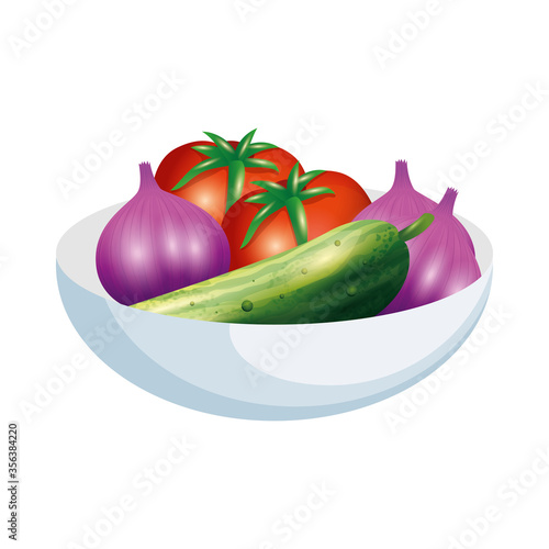 tomato cucumber and garlic design, Vegetable organic food healthy fresh natural and market theme Vector illustration