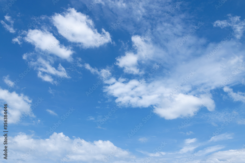 Blue sky and scattered clouds in summer for background. Blue sky and scattered clouds in summer for background.