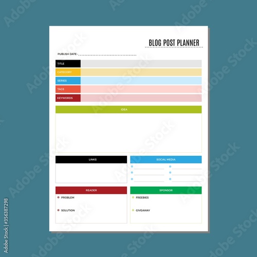 Blog post planner page