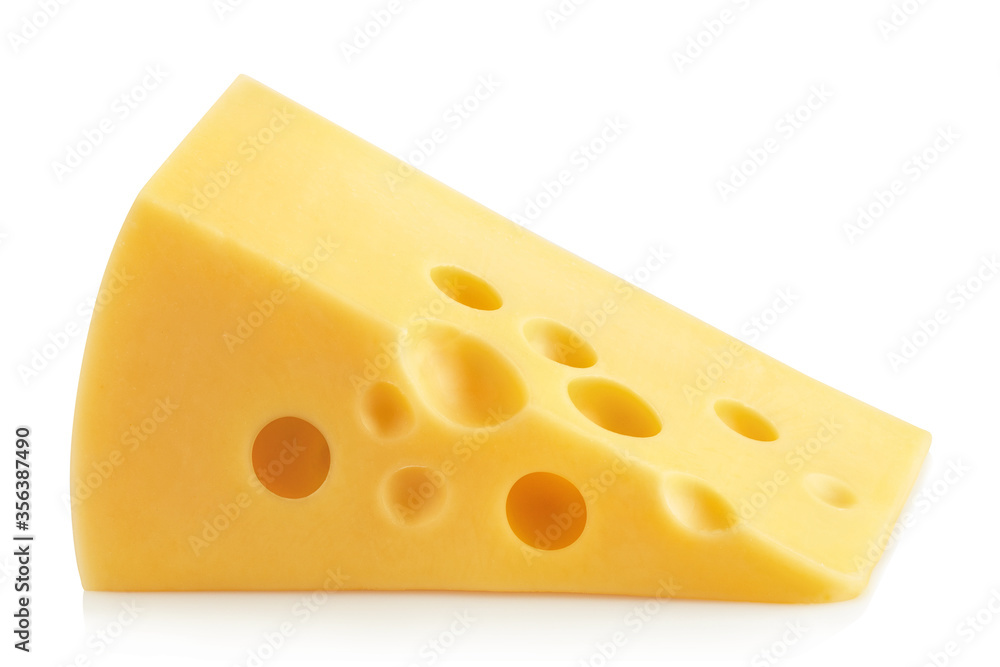 Close-up of gourmet cheese piece, isolated on white background Close-up of gourmet cheese piece, isolated on white background