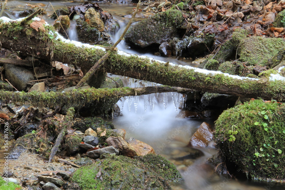 Small waterfall in the green forest. Small waterfall in the green forest.