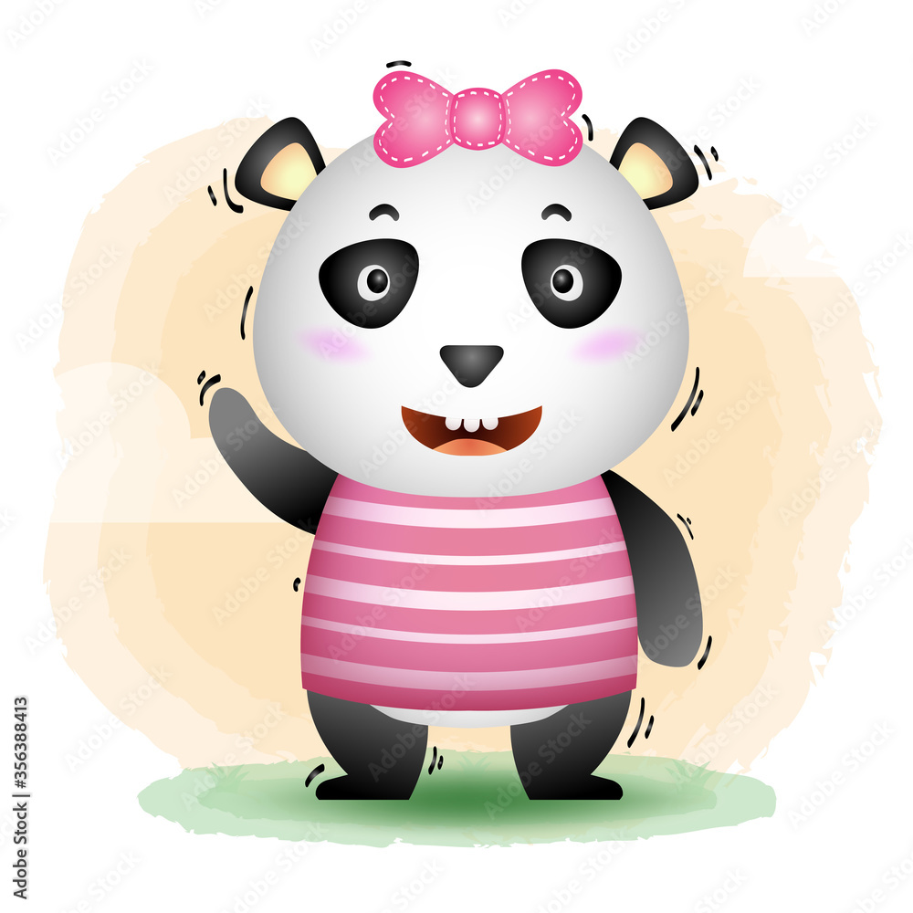 Cute Panda In The Children s Style Cute Cartoon Panda Vector