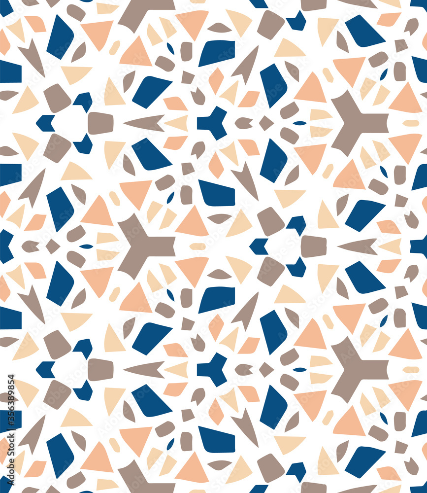 Seamless Terrazzo vector pattern background in a trendy vintage color palette. Seamless Terrazzo vector pattern background in a trendy vintage color palette.