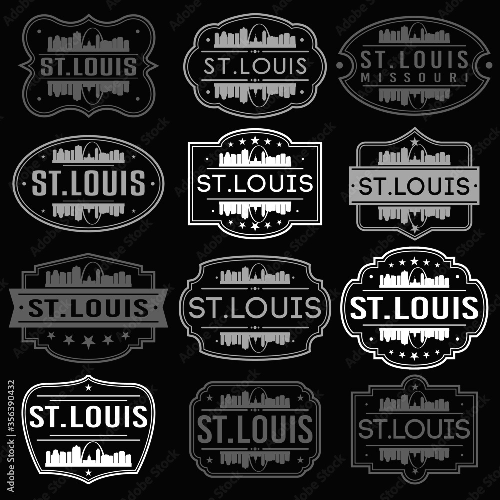 Saint Louis Missouri Skyline. Premium Quality Stamp Frames. Grunge Design. Icon Art Vector. Old Style Frames.