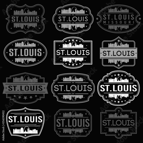 Saint Louis Missouri Skyline. Premium Quality Stamp Frames. Grunge Design. Icon Art Vector. Old Style Frames.