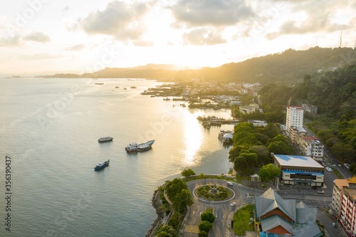 view of Sandakan Town at Sabah. Sandakan is a city in the Borneo