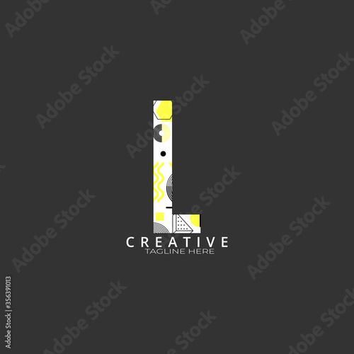 Universal trend halftone geometric shapes L letter logo design