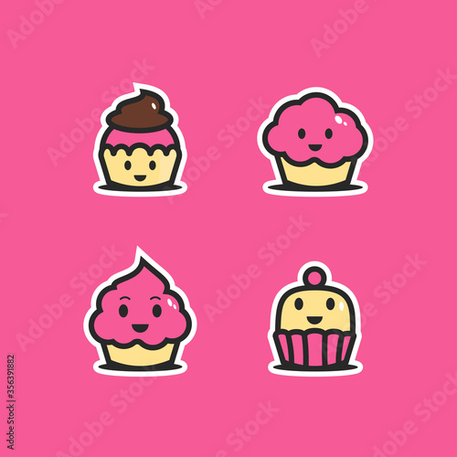 Cute cake character vector