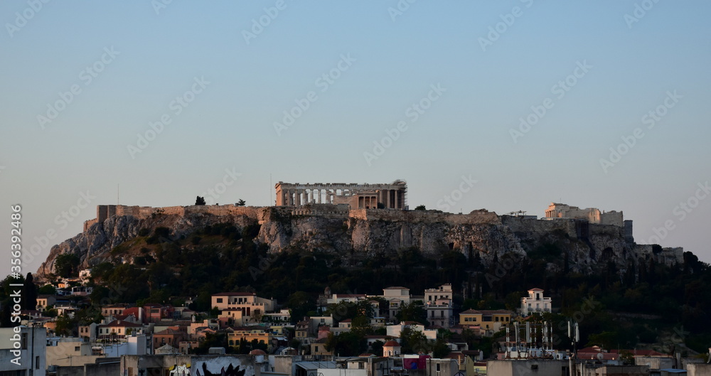 View of the Acropolis with the Parthenon temple in Athens, Greece.
