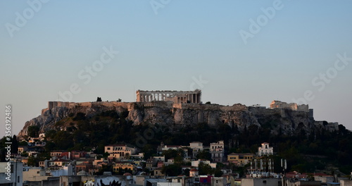 View of the Acropolis with the Parthenon temple in Athens, Greece.