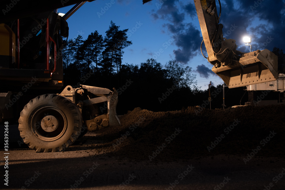 road construction - night shift - night work
