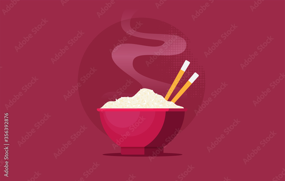 chinese cuisine food rice illustration with bowl and chopsticks chinese cuisine food rice illustration with bowl and chopsticks