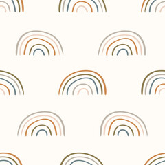 Canvas schilderij Regenboog patronen Minimalistische regenbogen in aardetinten  © Limolida Studio