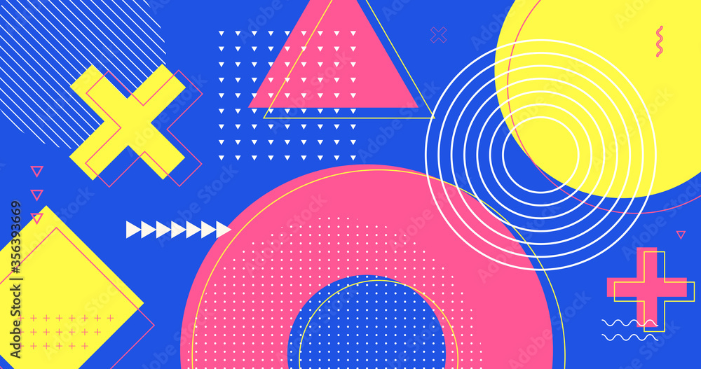 Obraz premium Abstract geometric trendy background. Funny colorful pattern. Hipster backdrop vector design.