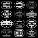 San Jose California Skyline. Premium Quality Stamp Frames. Grunge Design. Icon Art Vector. Old Style Frames.