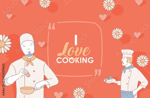 I love cooking vector banner design. Cooking classes poster template with text space.
