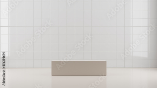 minimal cosmetics rectangle stand in pastel background 3d rendering