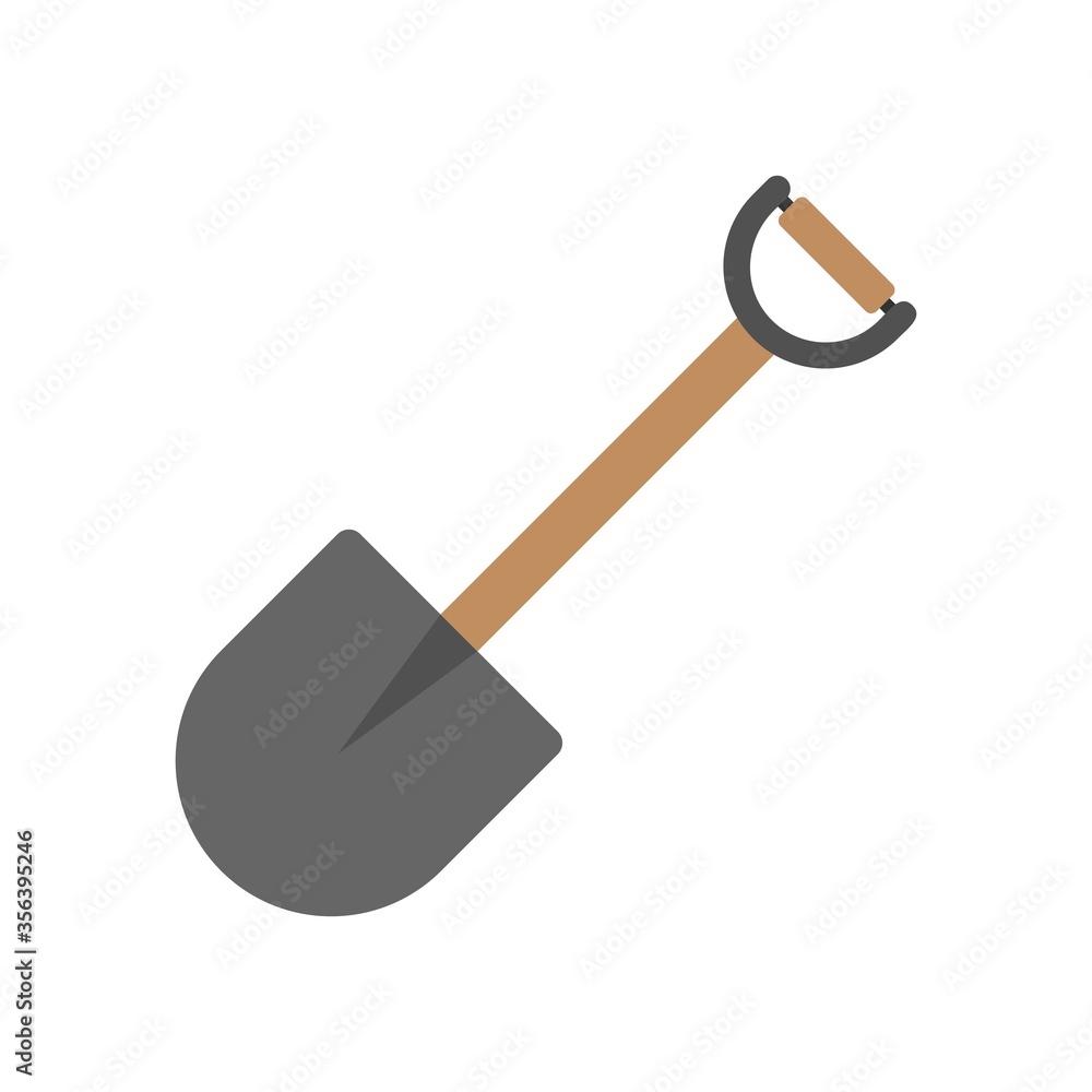 Shovel icon in flat design style. Gardening, farm tools symbol. Shovel icon in flat design style. Gardening, farm tools symbol.